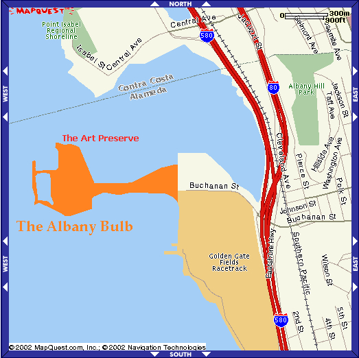 map of Albany, CA, highlighting the location of the Bulb